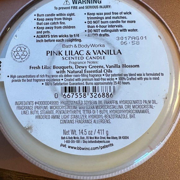 Bath & Body Works**BEST MOM EVER**Pink Lilac & Vanilla Three Wick Candle::NEW:: - Picture 4 of 4